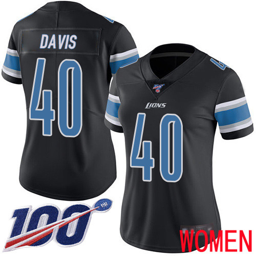Detroit Lions Limited Black Women Jarrad Davis Jersey NFL Football 40 100th Season Rush Vapor Untouchable